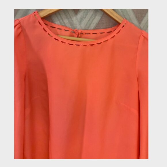 Peach J.Crew Blouse with Round Embroidered Neckline - Picture 7 of 7